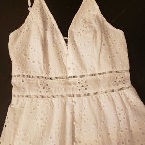 White maxi embroidery spaghetti straps dress